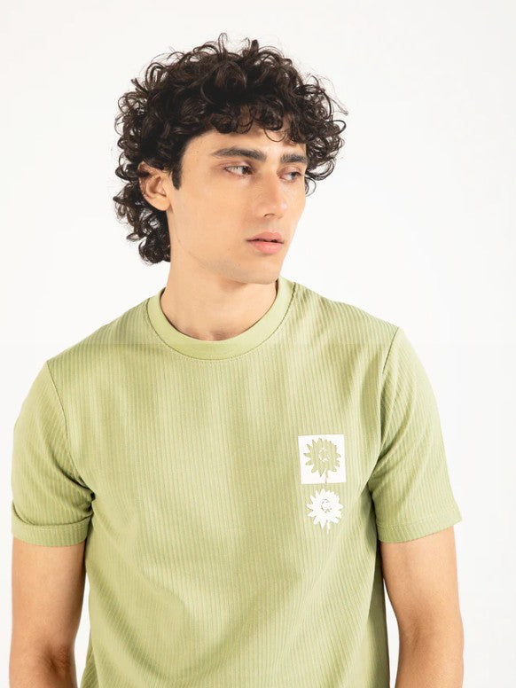 URBAN ORA CLOTHING #7607 TEXTURED GRAPHIC TEE