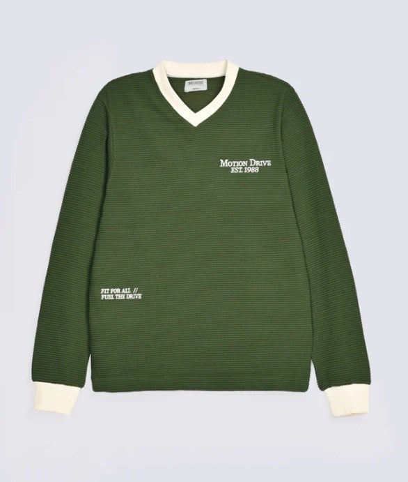 URBAN ORA CLOTHING #7639 CONTRAST RIB TEXTURED EMBROIDERED TEE