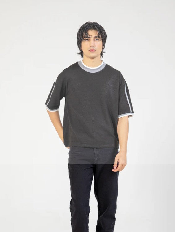 URBAN ORA CLOTHING #7651 BOXY FIT TEXTURED TEE